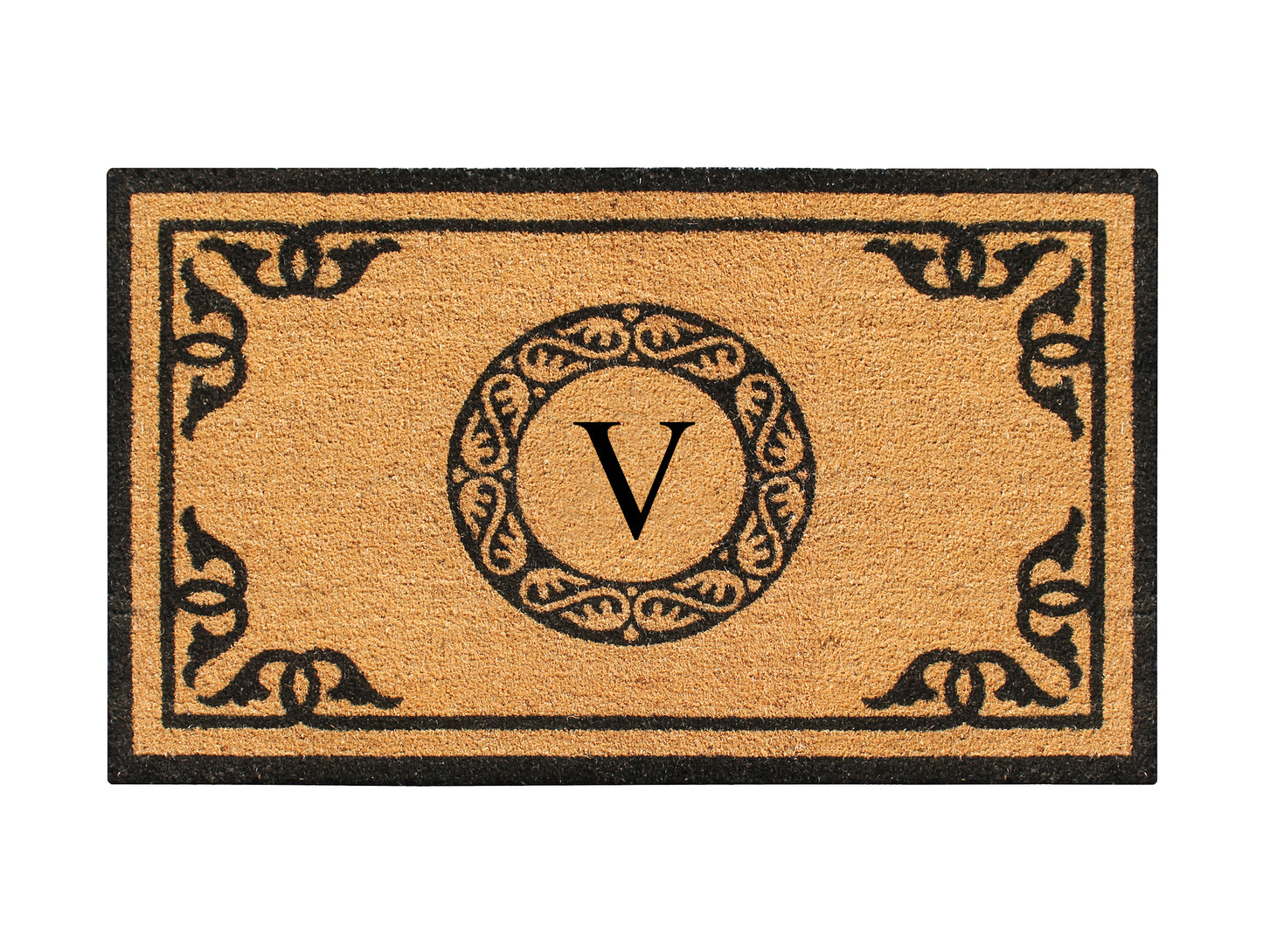 A1HC Natural Coir Door Mat 24x39, Anti-Shed Treated Durable Doormat for Outdoor Entrance Monogrammed