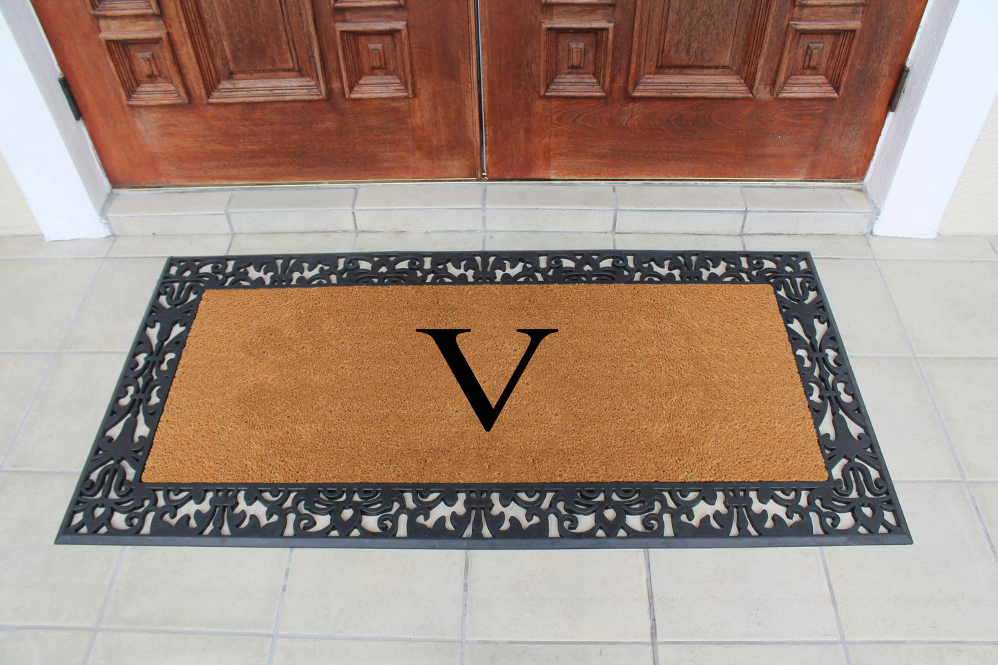 A1HC Natural Coir Monogrammed Outdoor Entrance Door Mat 30X60, Anti-Shed Treated Durable Doormat