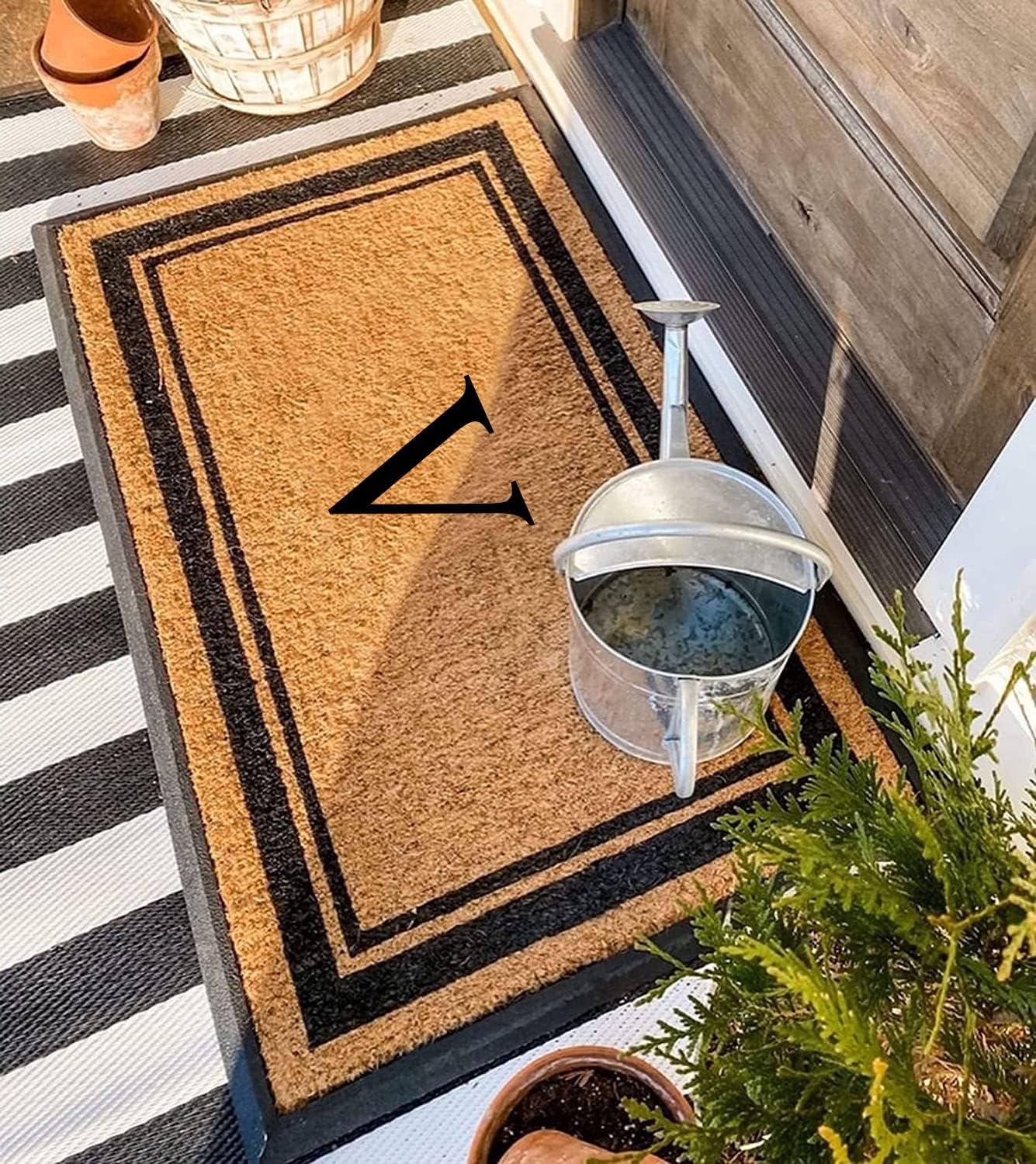 A1HC Natural Rubber Coir Outdoor Doormat 24x48 Monogrammed Anti-Shed Treated Durable Front Door Mat