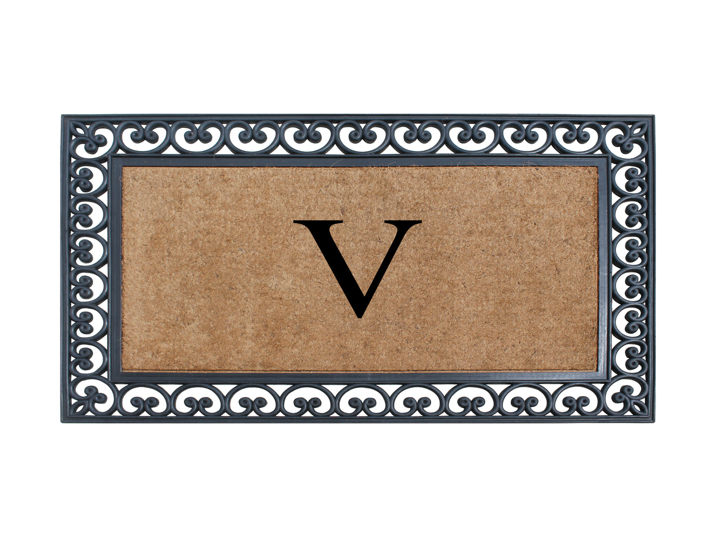 A1HC Natural Rubber & Coir 30x48, Monogrammed Doormat For Outdoor Entrance, Anti-Shed Treated Mat