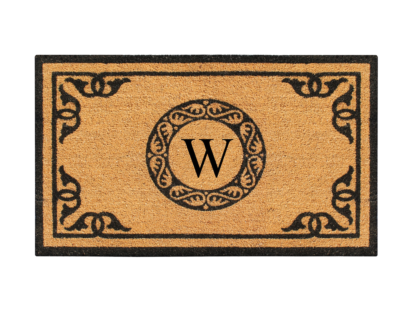A1HC Natural Coir Door Mat 24x39, Anti-Shed Treated Durable Doormat for Outdoor Entrance Monogrammed