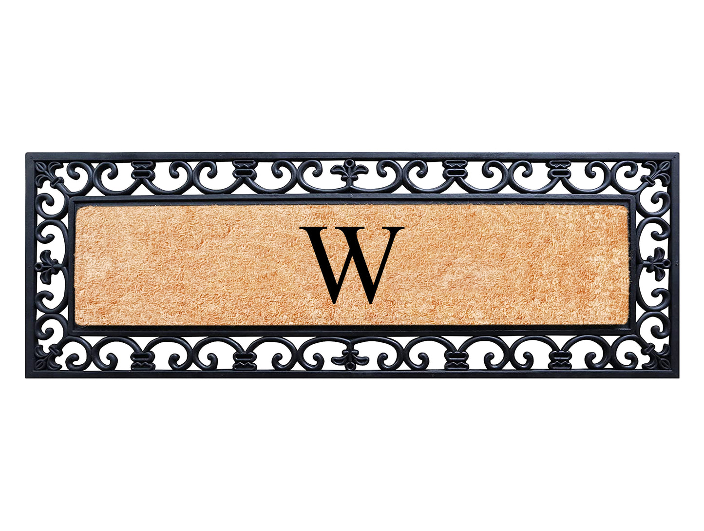 A1HC Rubber Coir Doormat For Outdoor Entrance, Anti-Shed Treated Front Door Mat 18x48, Monogrammed