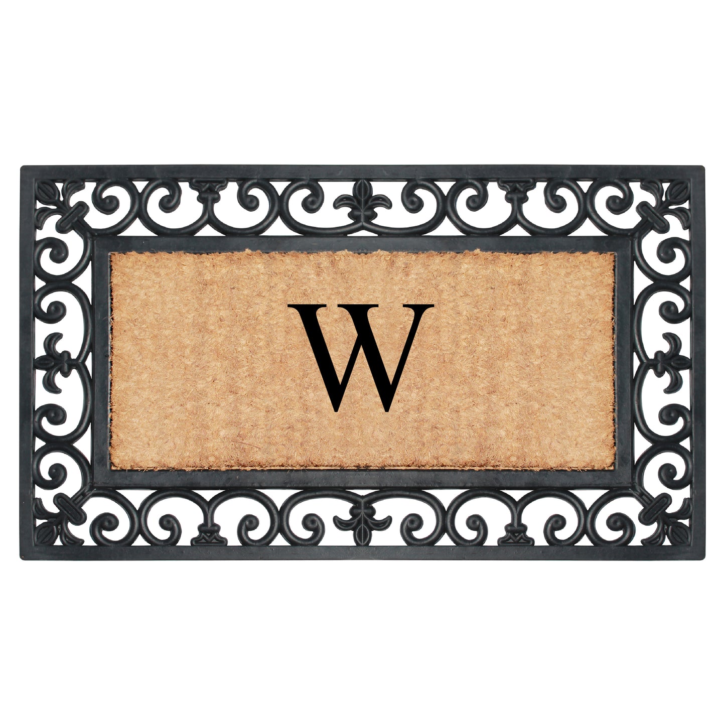 A1HC Natural Rubber & Coir 18x30, Monogrammed Doormat For Outdoor Entrance, Anti-Shed Treated Mat