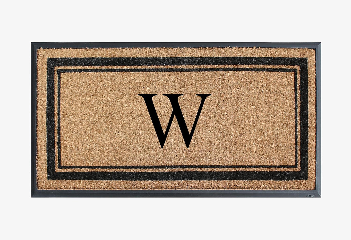 A1HC Natural Rubber Coir Outdoor Doormat 24x48 Monogrammed Anti-Shed Treated Durable Front Door Mat