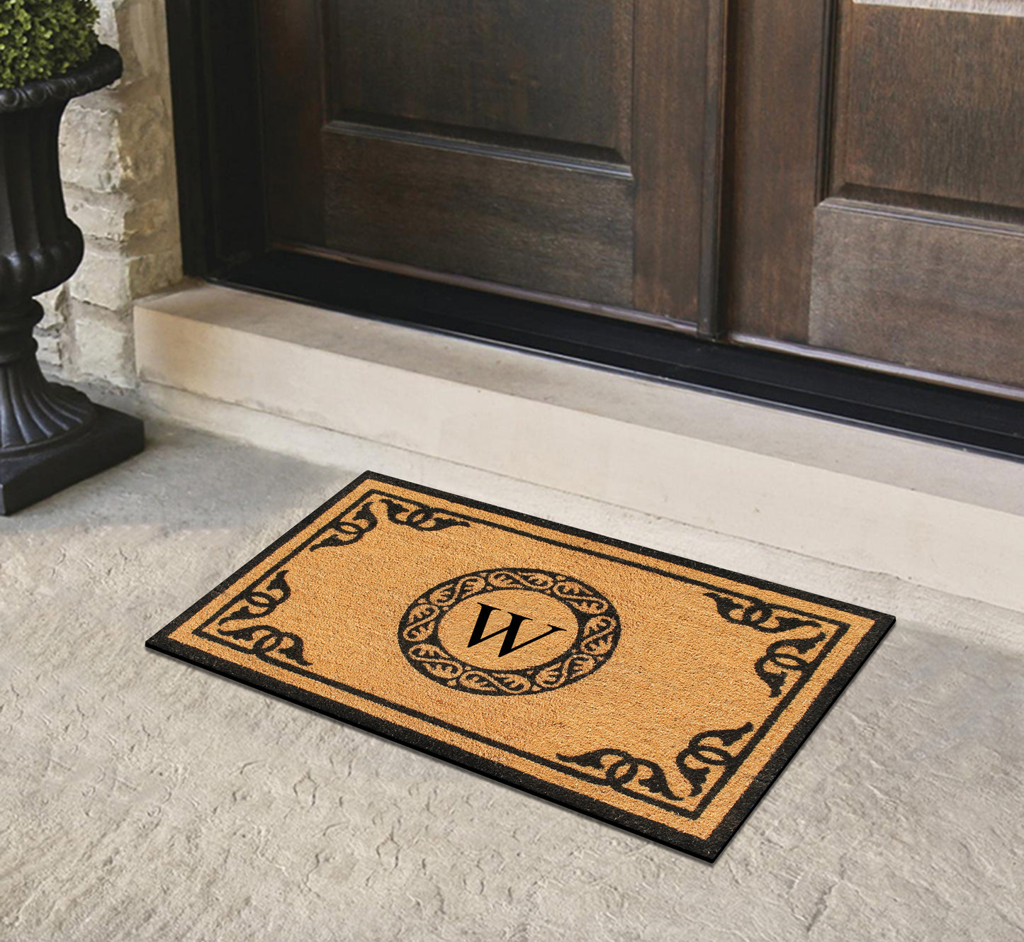 A1HC Natural Coir Door Mat 24x39, Anti-Shed Treated Durable Doormat for Outdoor Entrance Monogrammed