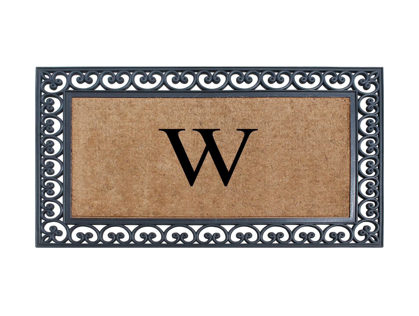 A1HC Natural Rubber & Coir 30x48, Monogrammed Doormat For Outdoor Entrance, Anti-Shed Treated Mat