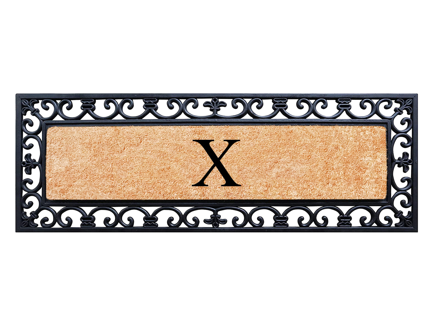 A1HC Rubber Coir Doormat For Outdoor Entrance, Anti-Shed Treated Front Door Mat 18x48, Monogrammed