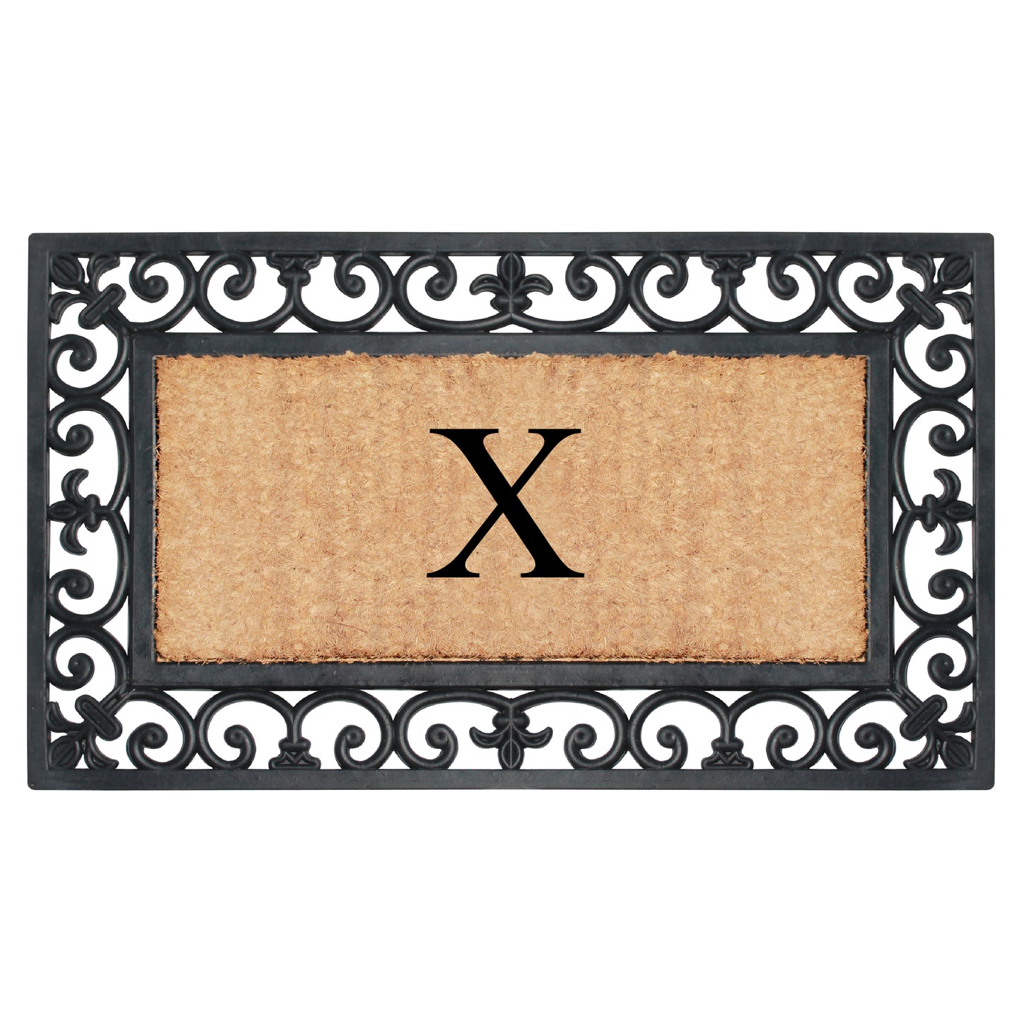A1HC Natural Rubber & Coir 18x30, Monogrammed Doormat For Outdoor Entrance, Anti-Shed Treated Mat