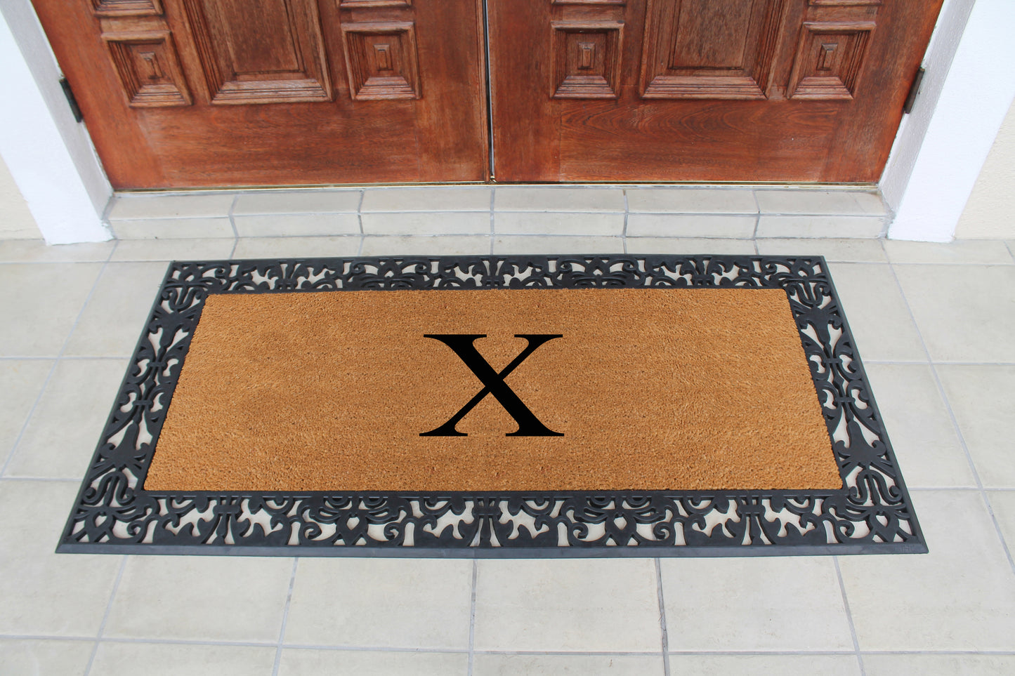 A1HC Natural Coir Monogrammed Outdoor Entrance Door Mat 30X60, Anti-Shed Treated Durable Doormat