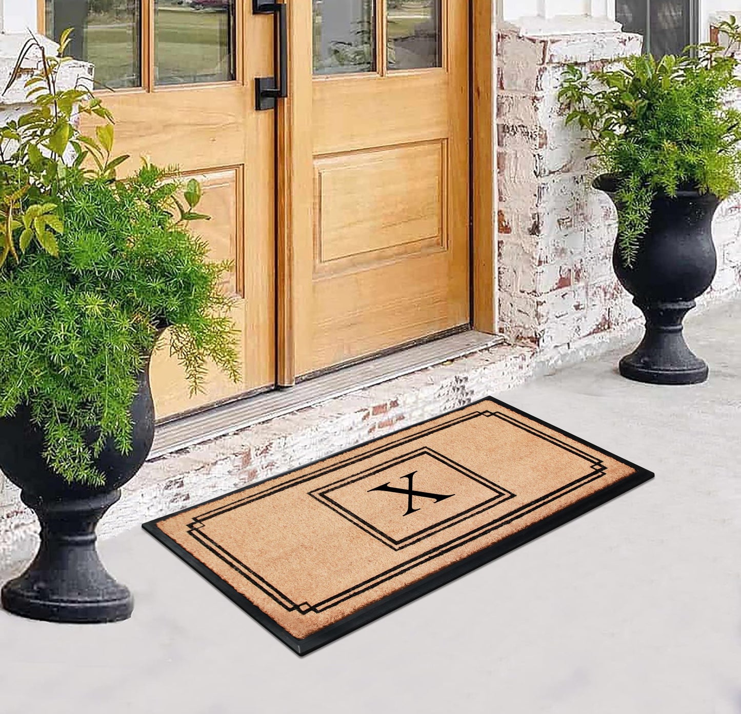A1HC Natural Coir Monogrammed Heavy Duty Entrance Door Mat 24X48, Anti-Shed Treated Durable Doormat