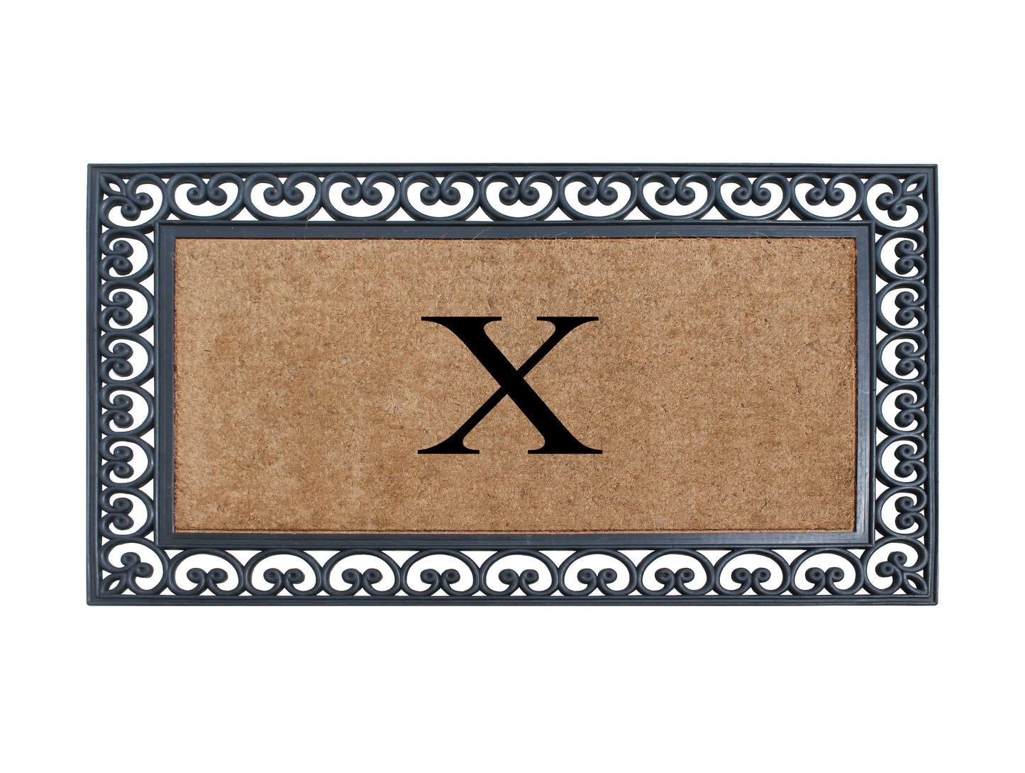 A1HC Natural Rubber & Coir 30x48, Monogrammed Doormat For Outdoor Entrance, Anti-Shed Treated Mat