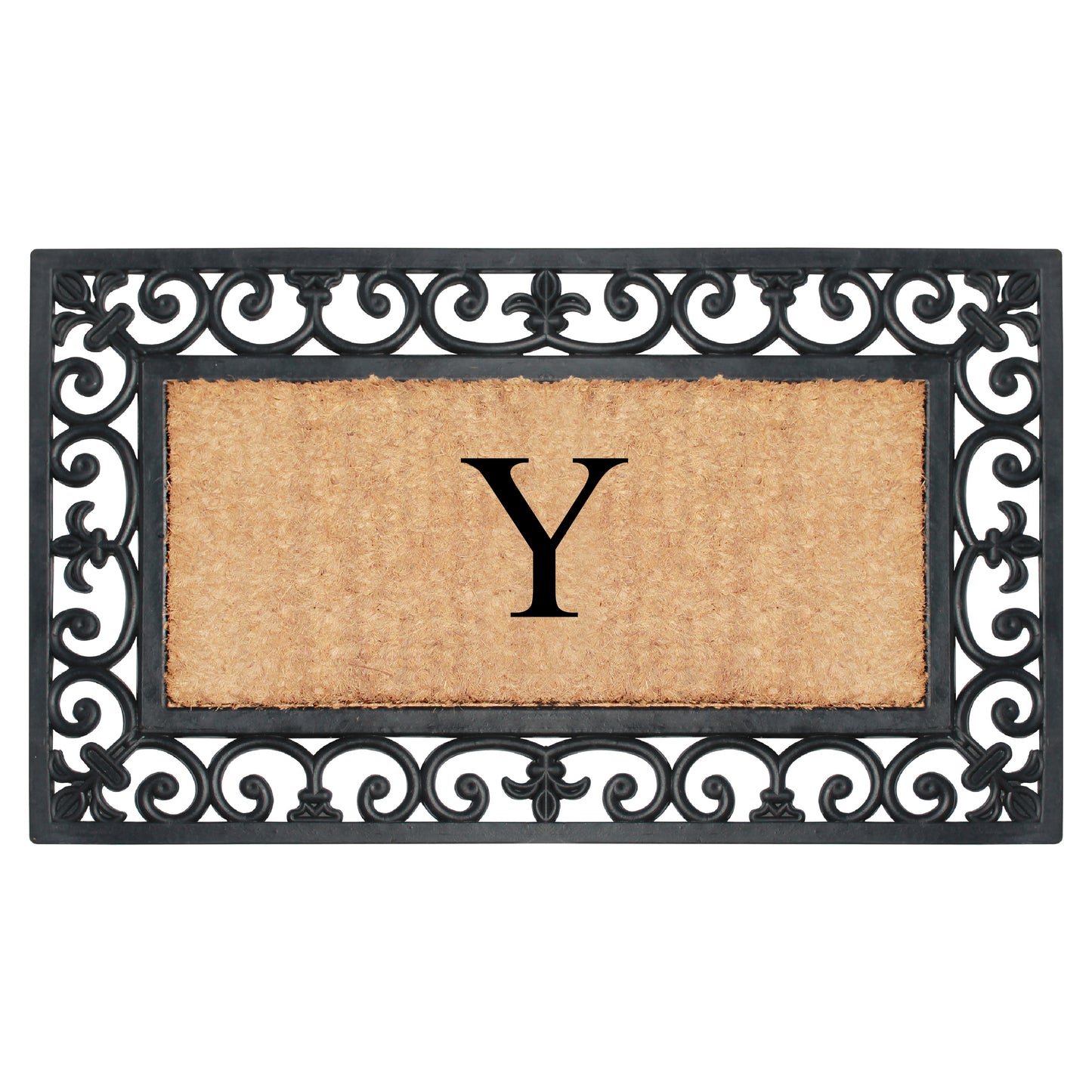 A1HC Natural Rubber & Coir 18x30, Monogrammed Doormat For Outdoor Entrance, Anti-Shed Treated Mat