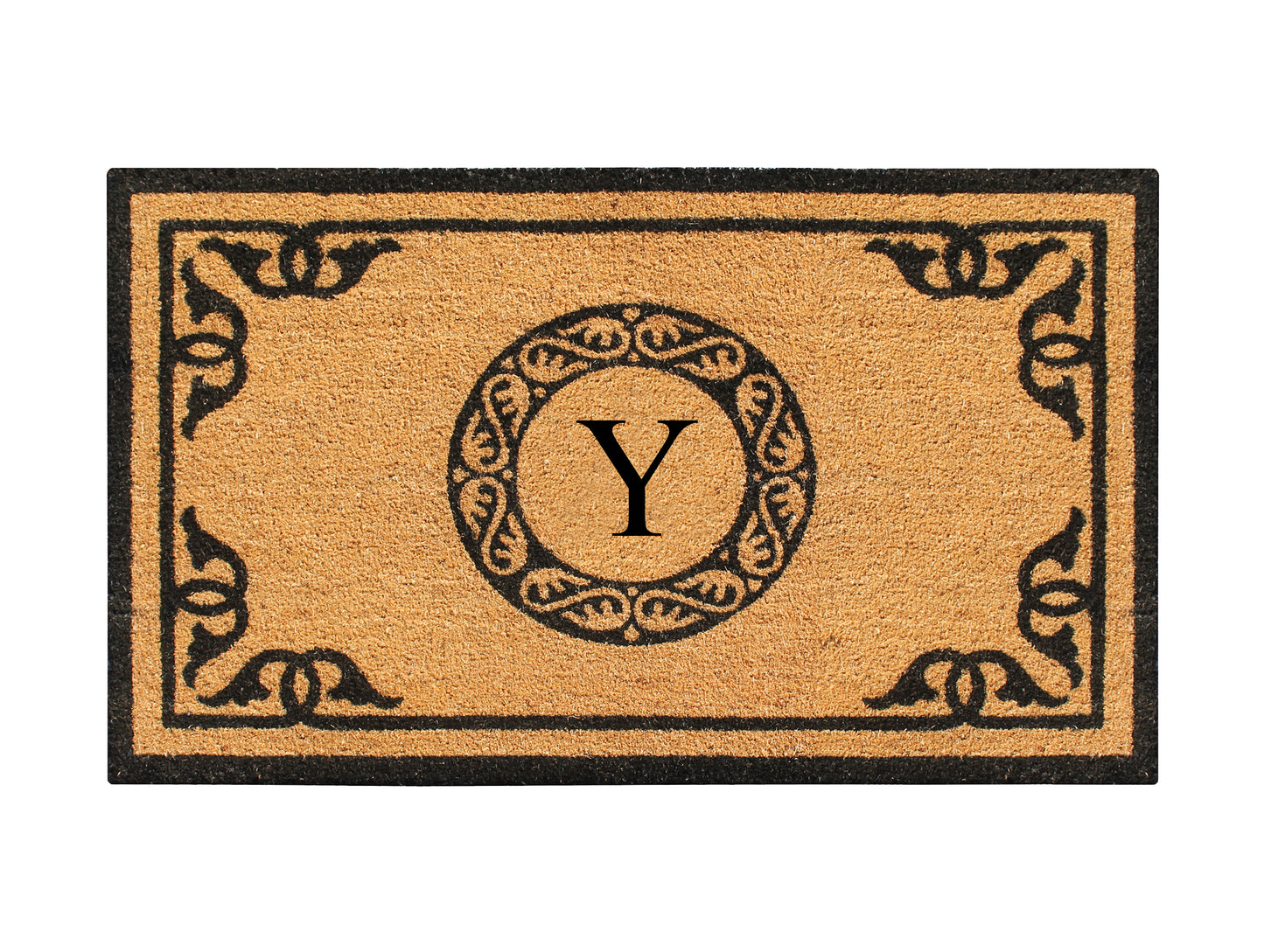 A1HC Natural Coir Door Mat 24x39, Anti-Shed Treated Durable Doormat for Outdoor Entrance Monogrammed