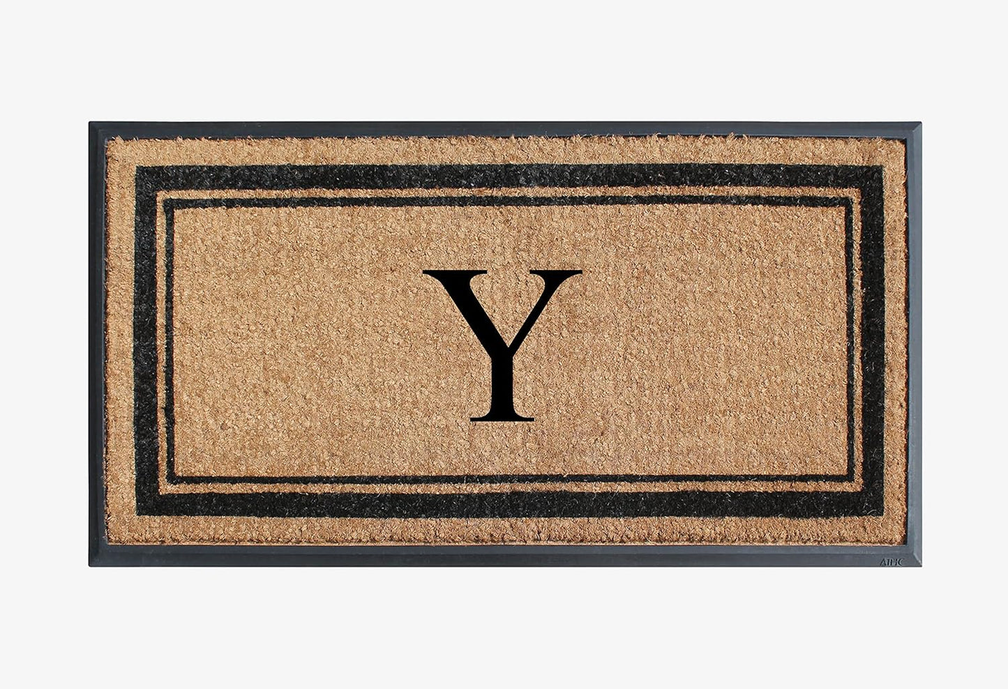 A1HC Natural Rubber Coir Outdoor Doormat 24x48 Monogrammed Anti-Shed Treated Durable Front Door Mat