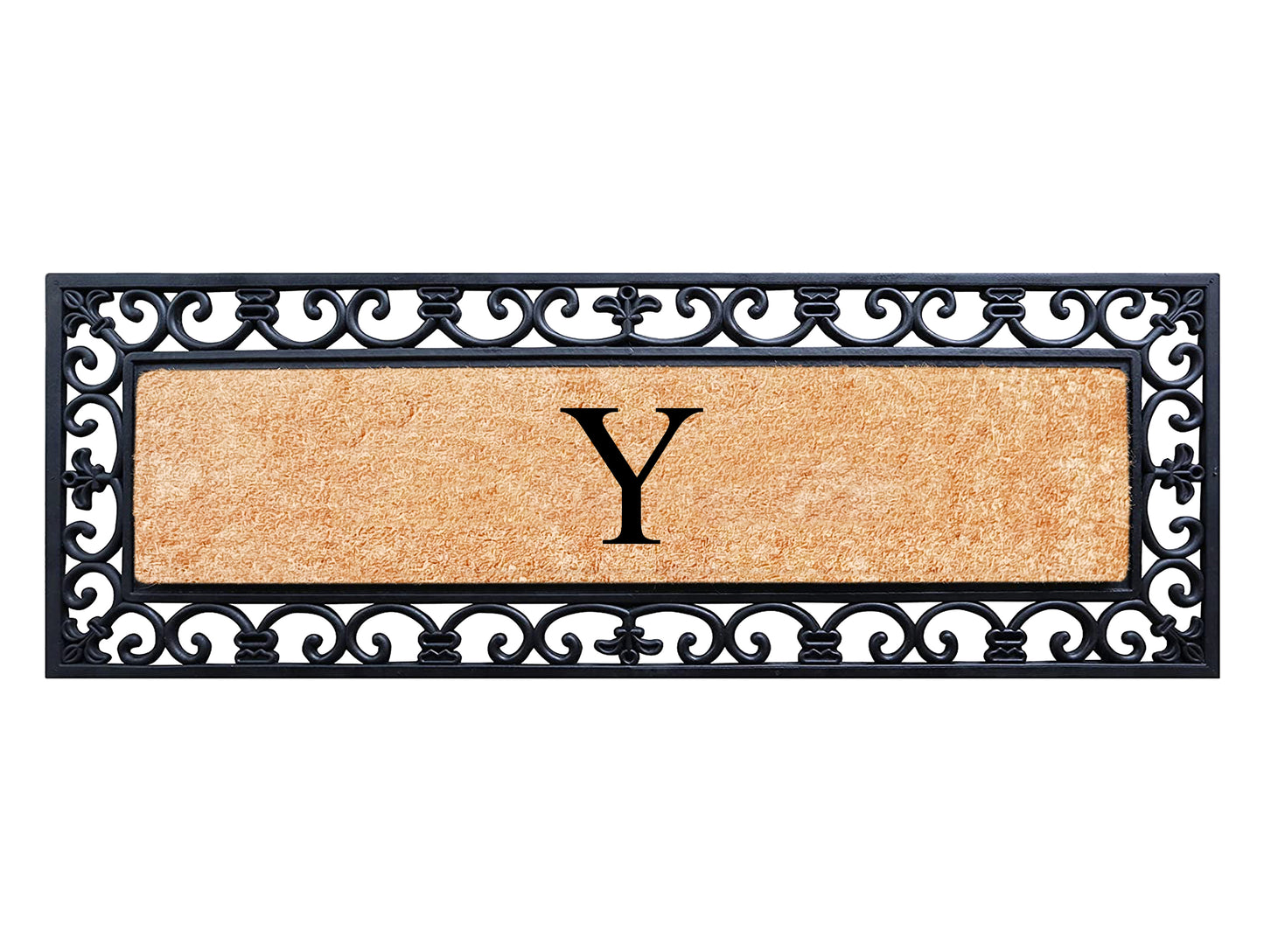 A1HC Rubber Coir Doormat For Outdoor Entrance, Anti-Shed Treated Front Door Mat 18x48, Monogrammed