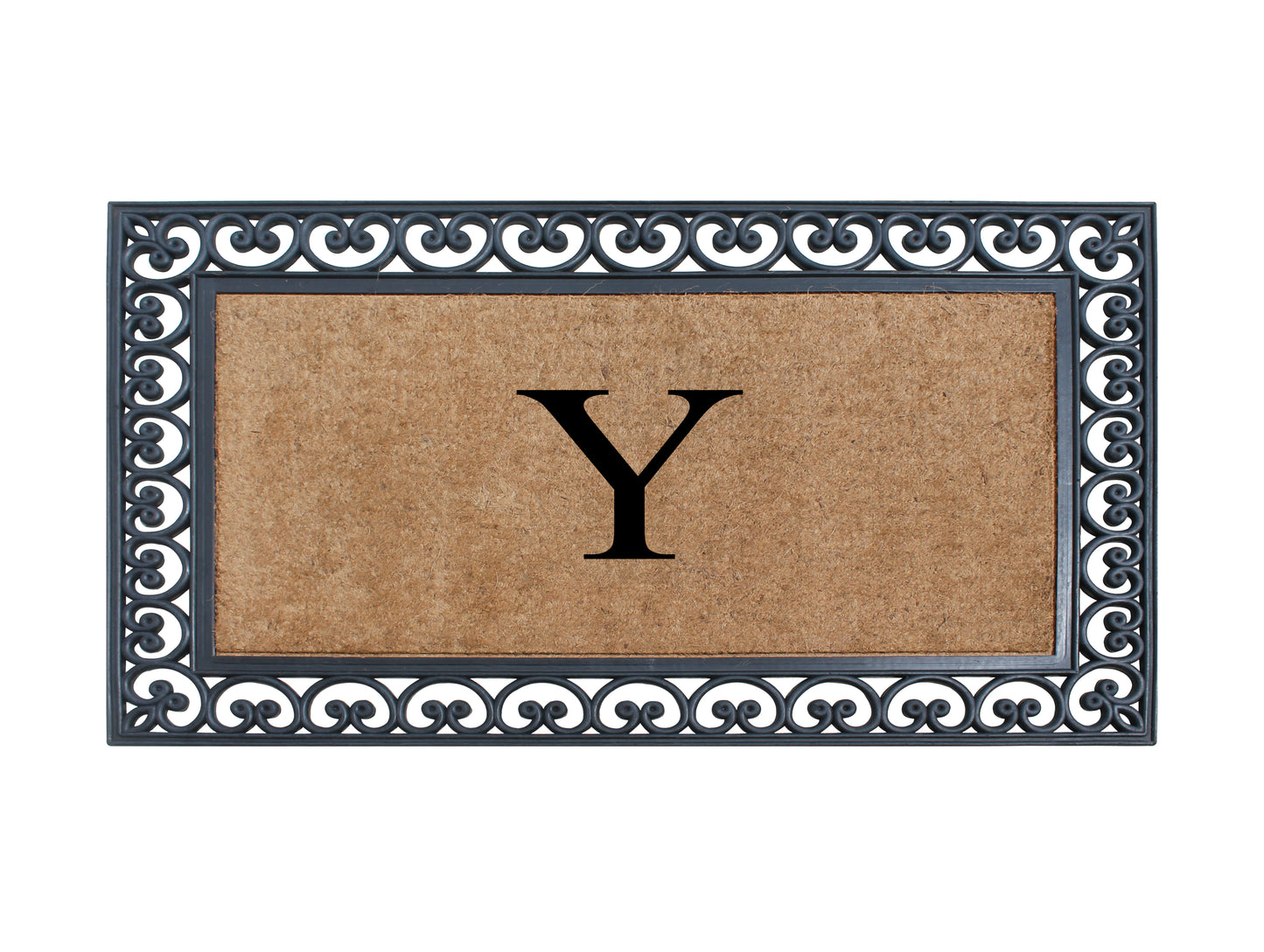 A1HC Natural Rubber & Coir 30x48, Monogrammed Doormat For Outdoor Entrance, Anti-Shed Treated Mat