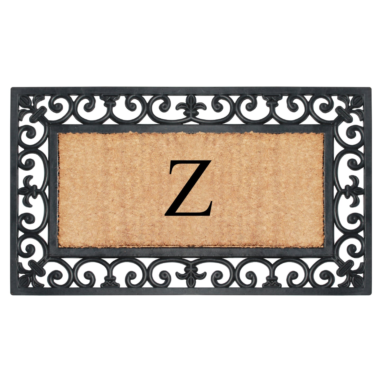 A1HC Natural Rubber & Coir 18x30, Monogrammed Doormat For Outdoor Entrance, Anti-Shed Treated Mat