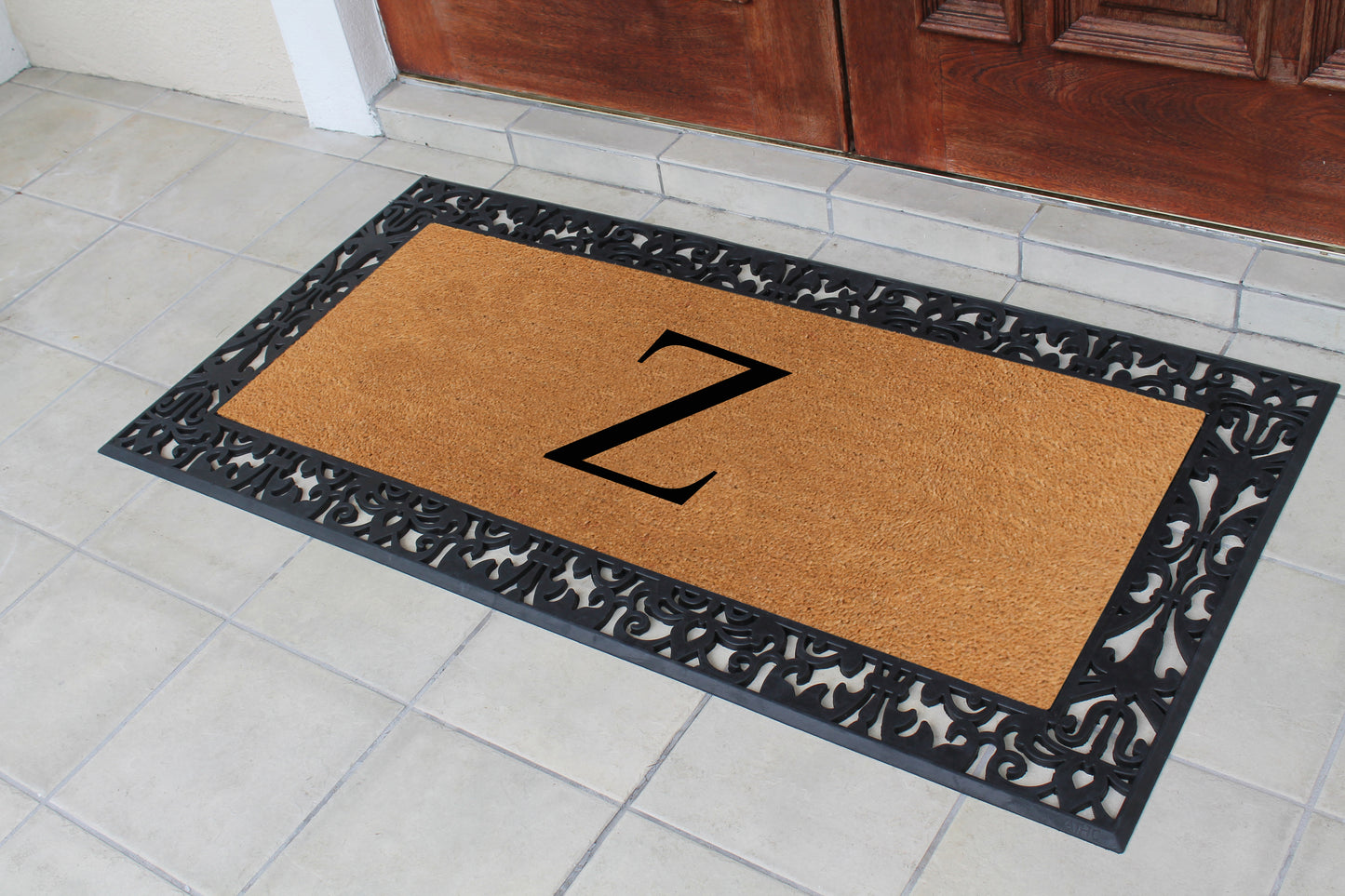 A1HC Natural Coir Monogrammed Outdoor Entrance Door Mat 30X60, Anti-Shed Treated Durable Doormat