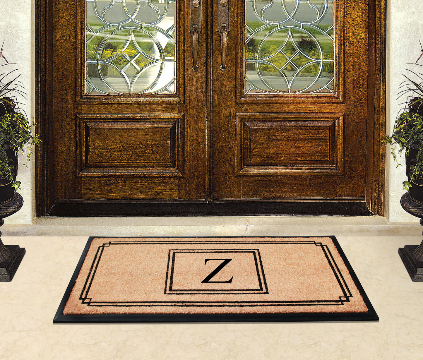 A1HC Natural Coir Monogrammed Heavy Duty Entrance Door Mat 24X48, Anti-Shed Treated Durable Doormat