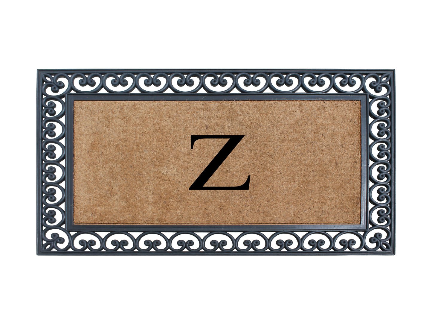 A1HC Natural Rubber & Coir 30x48, Monogrammed Doormat For Outdoor Entrance, Anti-Shed Treated Mat