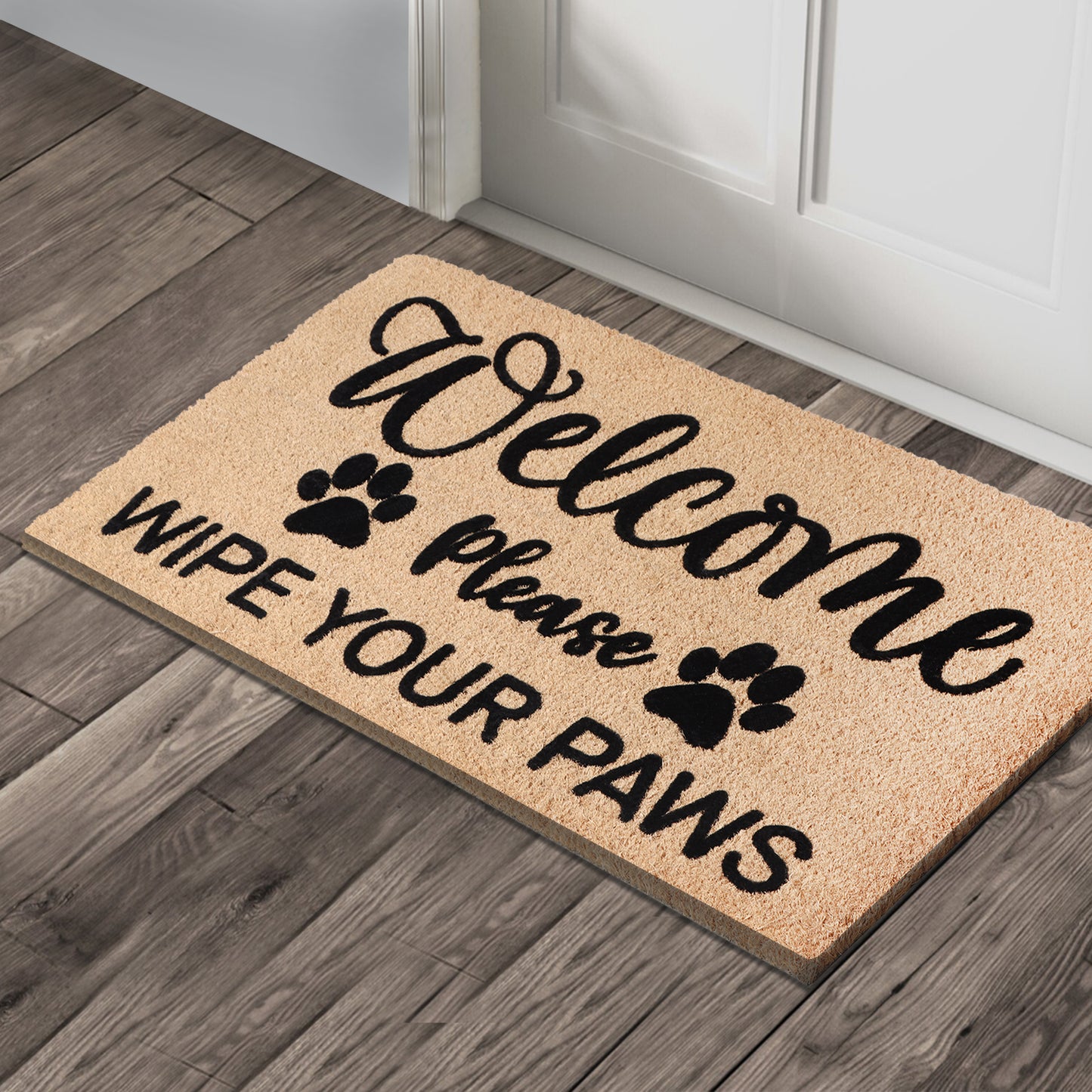 A1HC Natural Coir Flocked Door mat with Heavy Duty Non-Slip PVC Backing, Low-Profile Durable Doormat