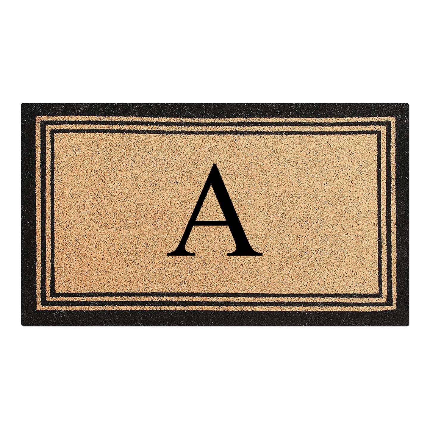 A1HC Personalized Monogram Coir Door Mat – Front Door Mat with Border Design, PVC Backing Outdoor Entryway Doormat