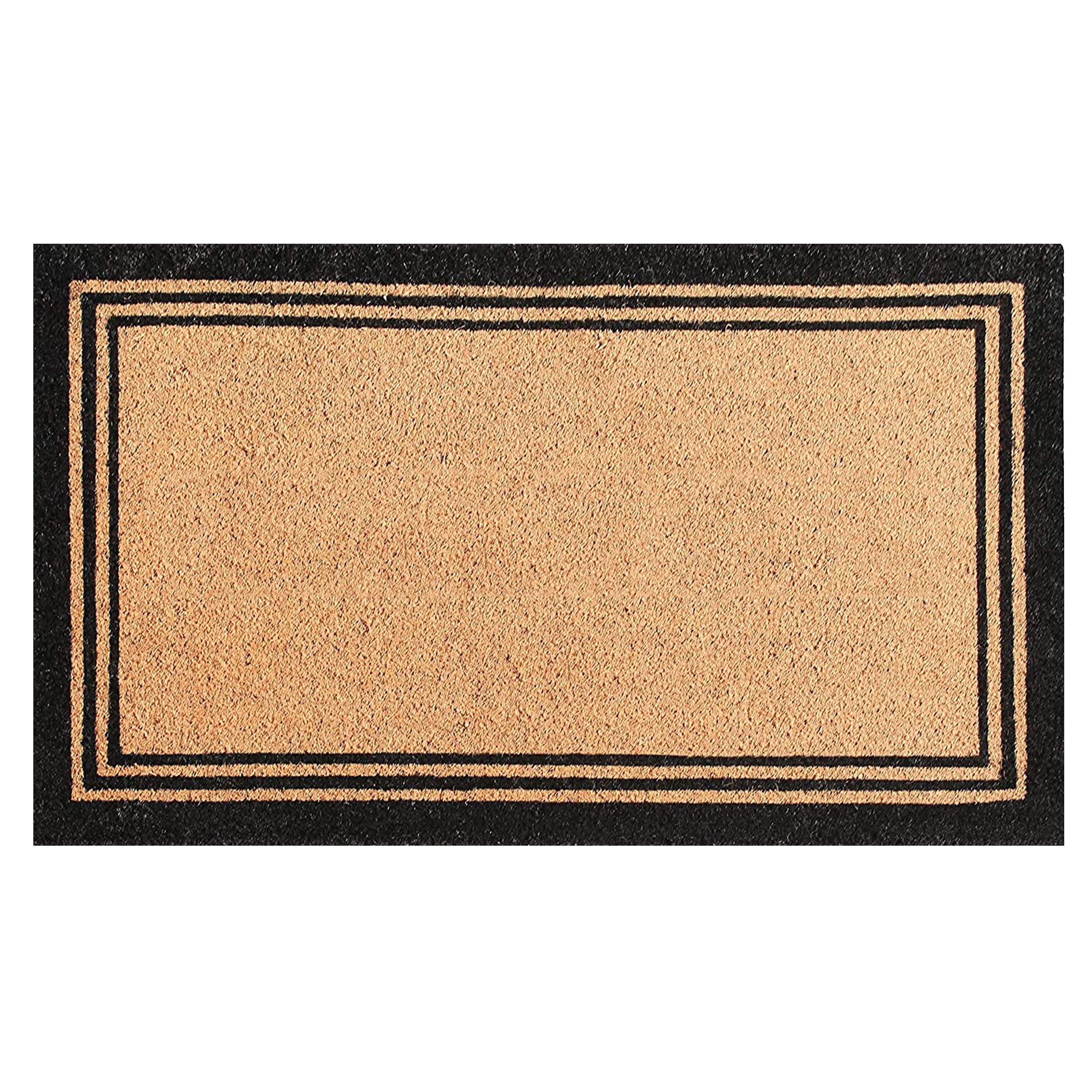 A1HC Natural Coir Doormat with Classic Border Heavy Duty PVC Backing Front Door Entry Mat 18" x 30"