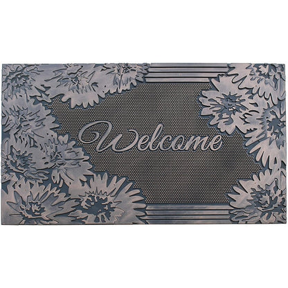 A1HC Floral Welcome Door Mat 18"x30", Outdoor Rubber Entrance Mat with Non-Slip Backing