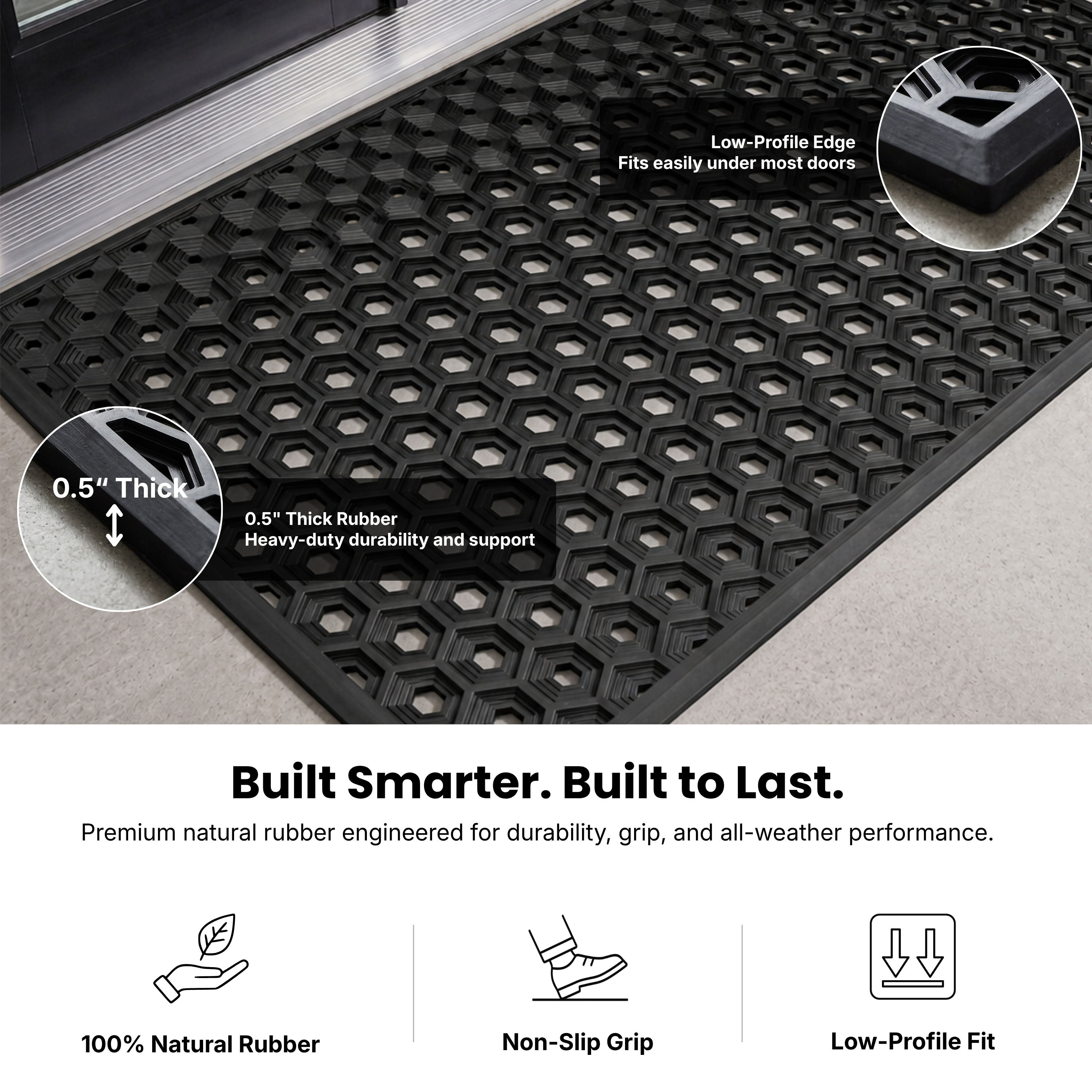 Commercial rubber floor mat for office warehouse and storefront entrance