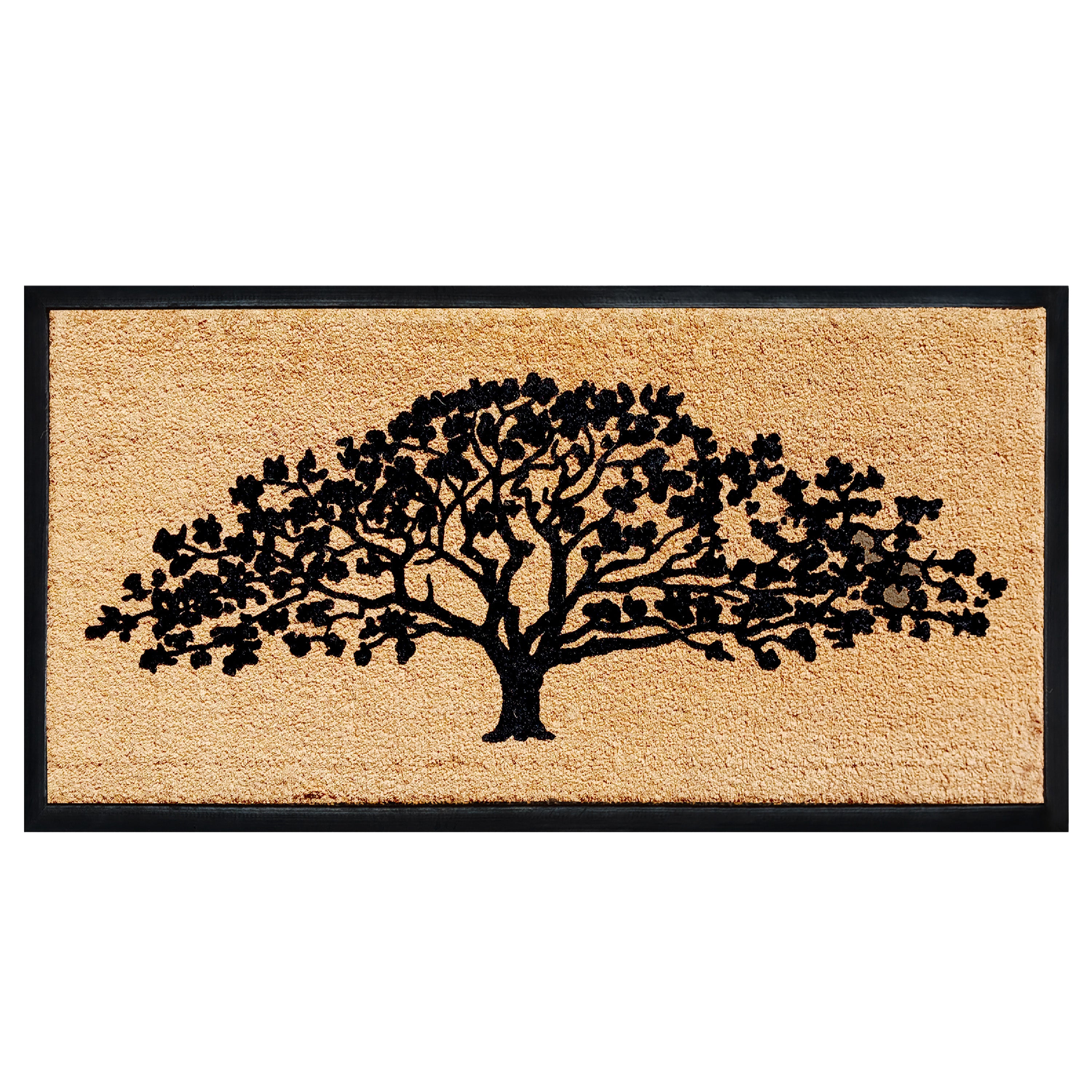 Tree design rubber coir door mat outdoor entrance