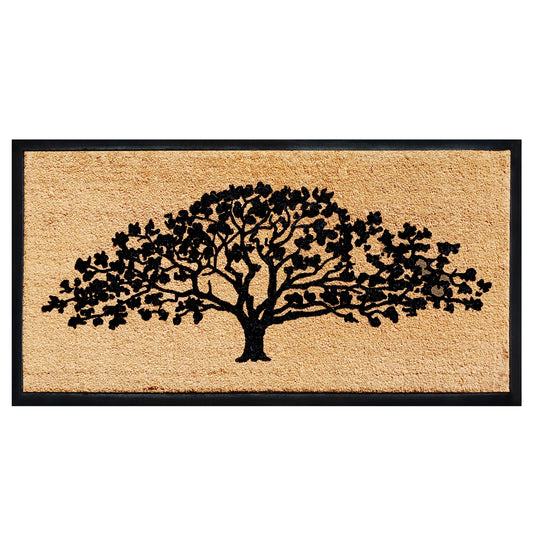 Tree design rubber coir door mat outdoor entrance