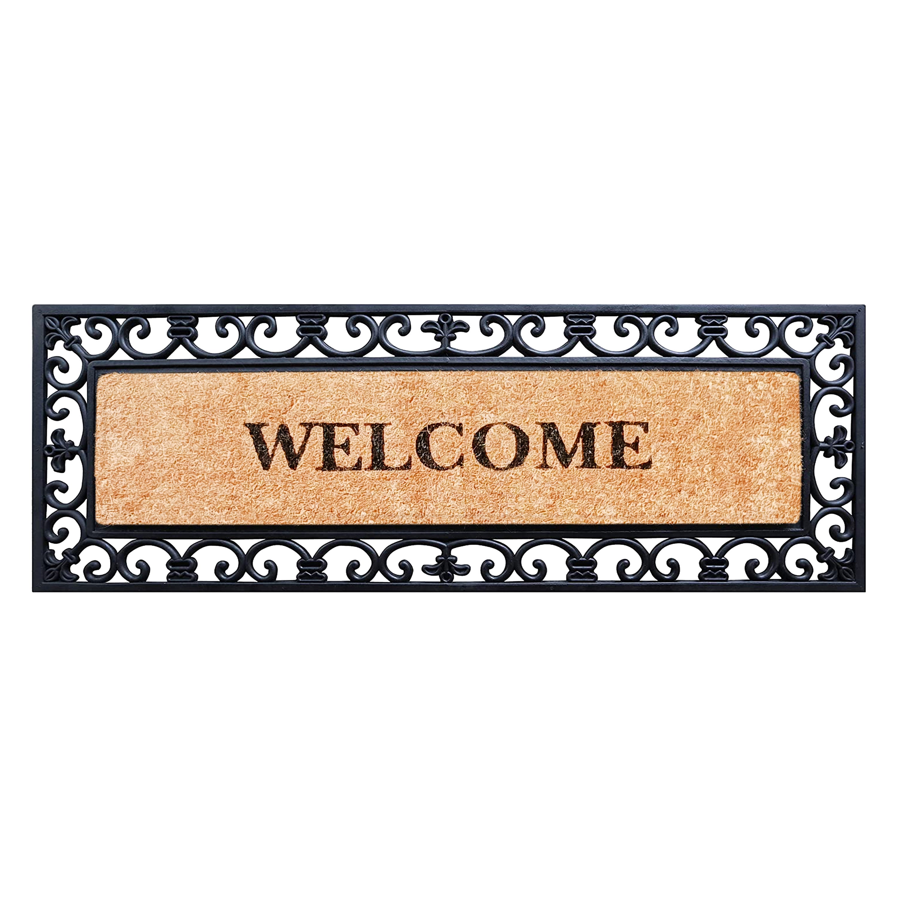 A1HC decorative rubber coir door mat for outdoor entryway