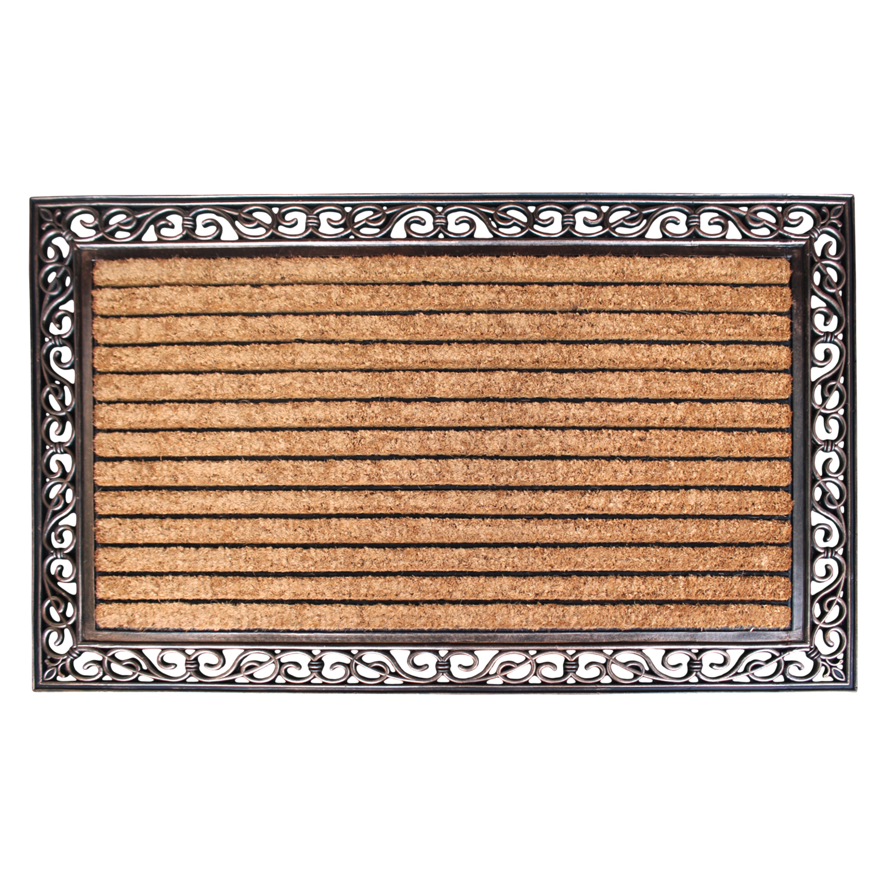 rubber coir doormat with scraper strips for outdoor entrance