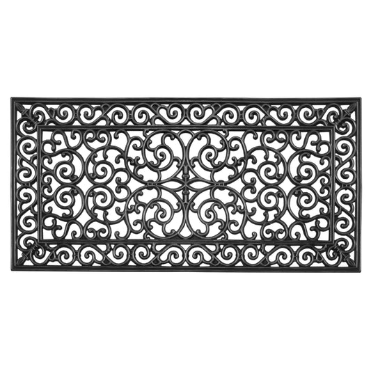 A1HC-Scrollwork-100-Percent-Natural-Rubber-Outdoor-Mat-Black