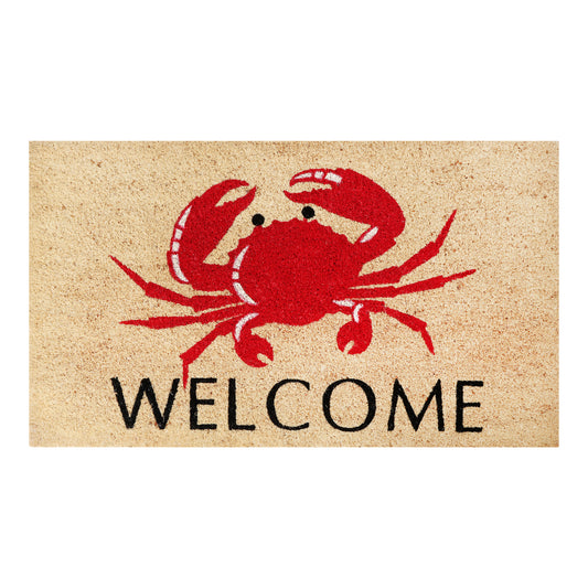 Crab Welcome Coastal Coir Doormat 18x30
