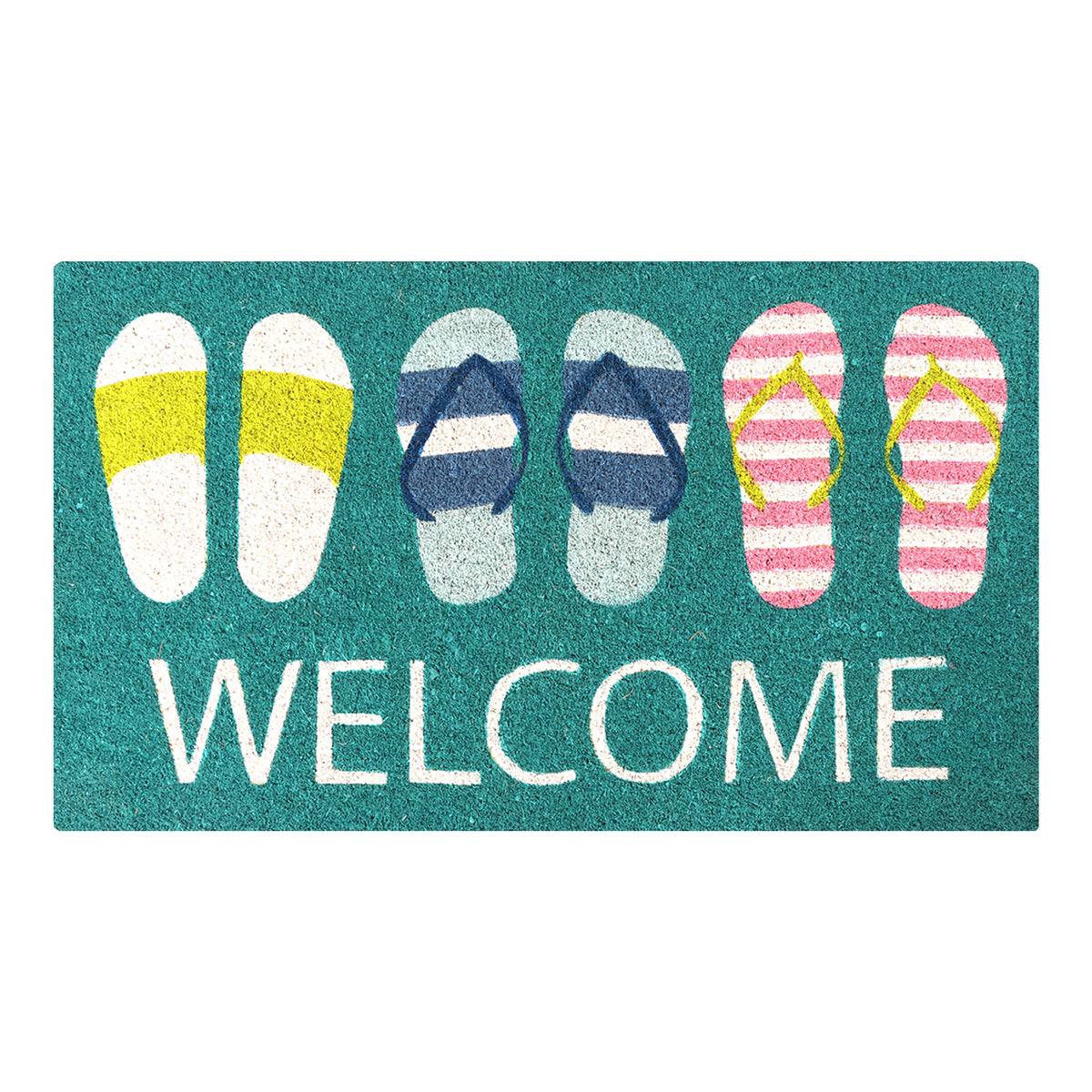 A1HC Natural Coco Coir Door Mat Welcome Slippers Coastal Doormat with Heavy Duty Non-Slip PVC Backing - 18" x 30" - Easy to Clean, Welcome Mat for Home, Low-Profile Durable Doormat
