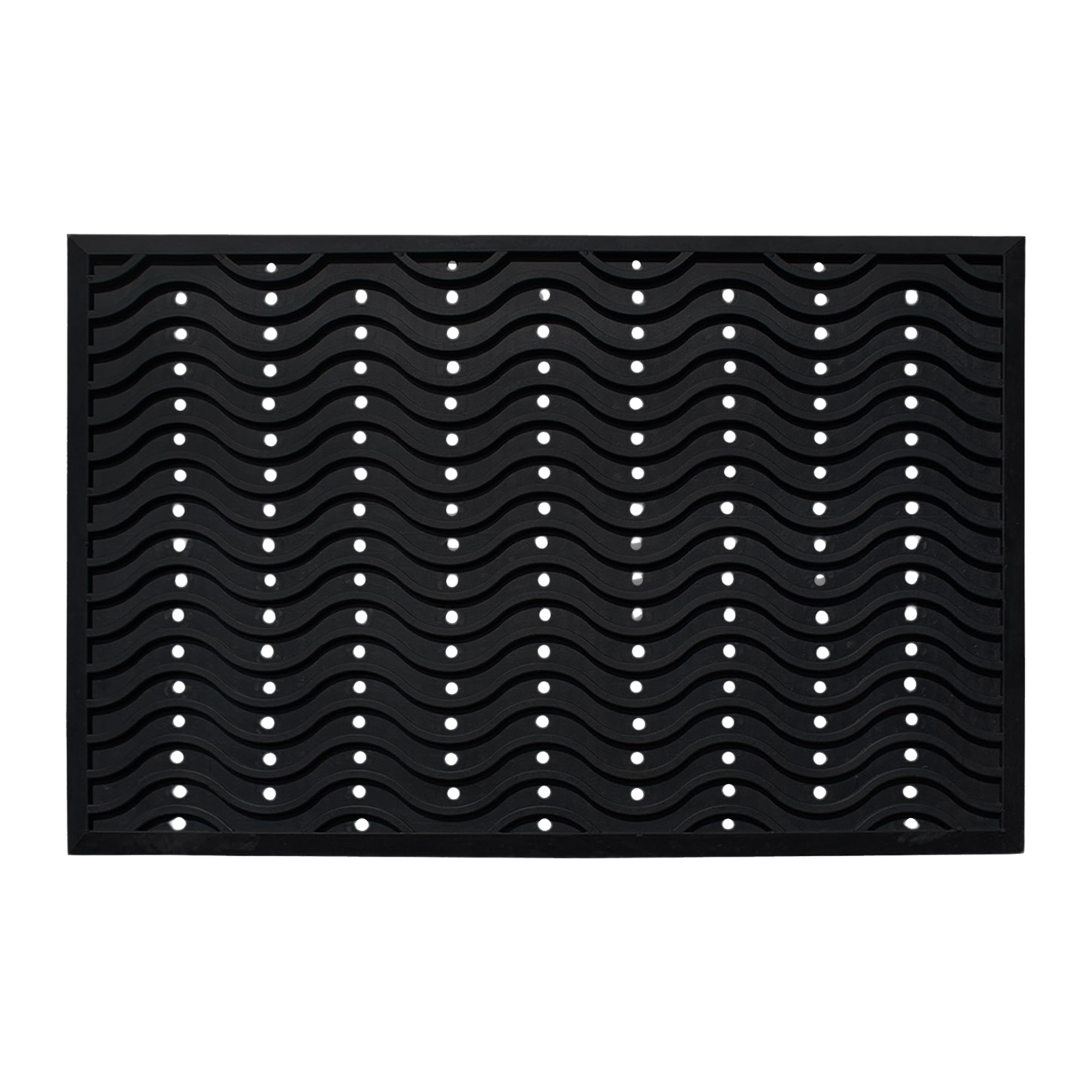 commercial rubber mat with wave pattern drainage design
