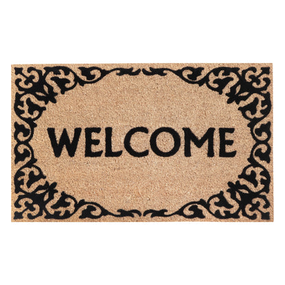 A1HC Natural Coir Flocked Door mat with Heavy Duty Non-Slip PVC Backing, Low-Profile Durable Doormat