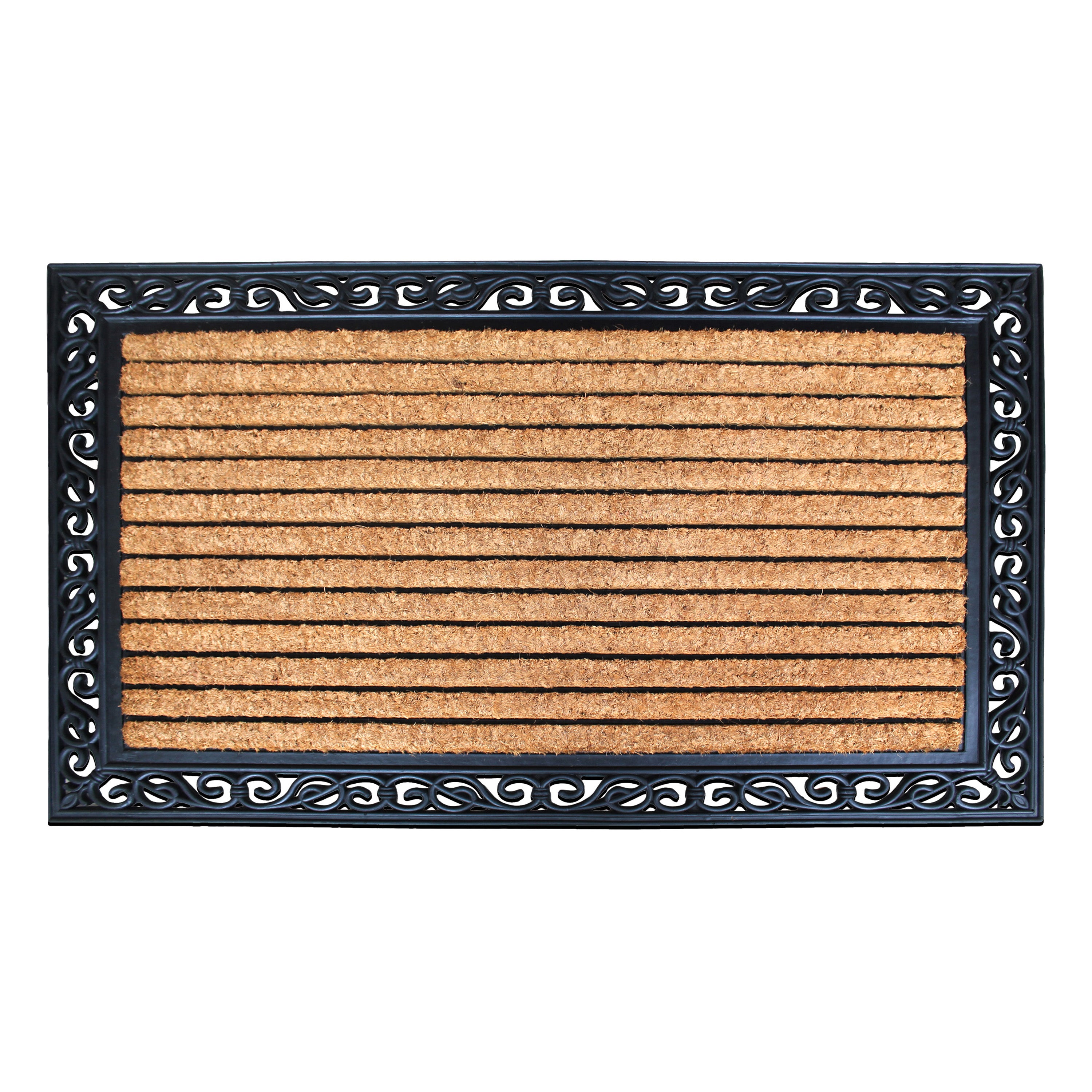 rubber coir doormat with scraper strips for outdoor entrance