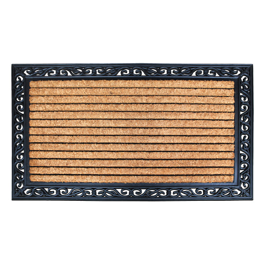 rubber coir doormat with scraper strips for outdoor entrance