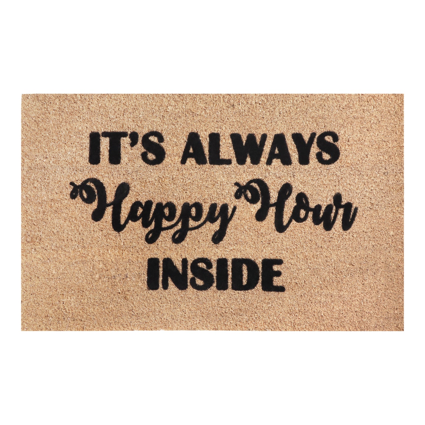 A1HC Natural Coir Flocked Door mat with Heavy Duty Non-Slip PVC Backing, Low-Profile Durable Doormat