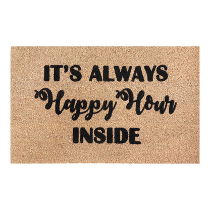 A1HC Natural Coir Flocked Door mat with Heavy Duty Non-Slip PVC Backing, Low-Profile Durable Doormat