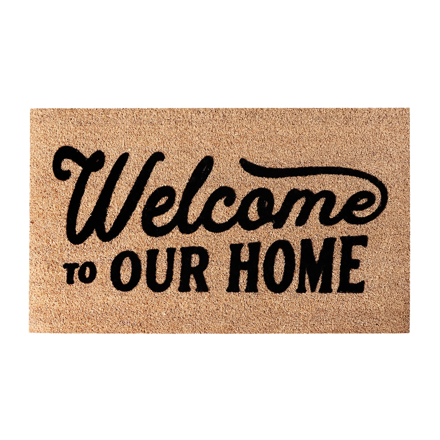 A1HC Natural Coir Flocked Door mat with Heavy Duty Non-Slip PVC Backing, Low-Profile Durable Doormat