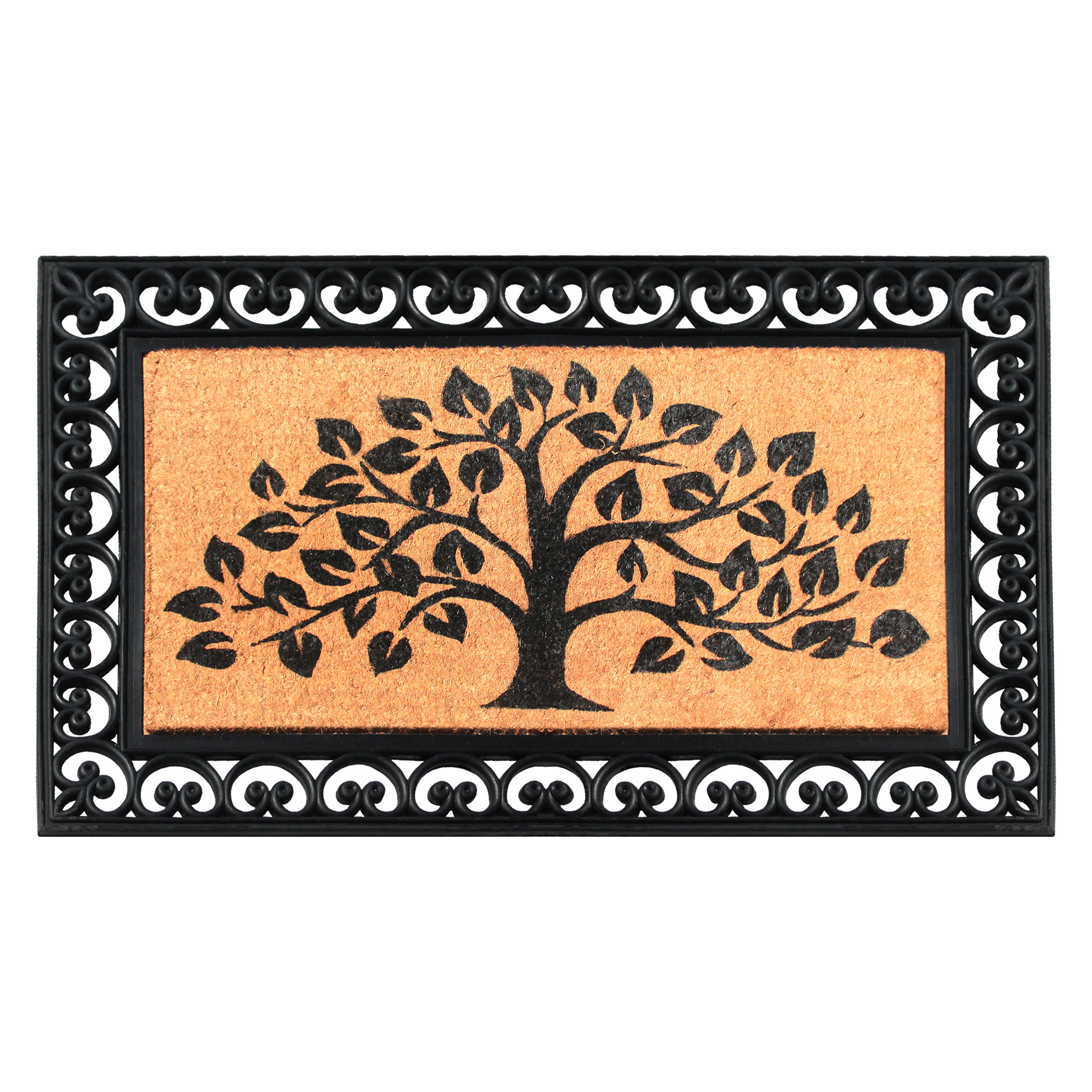 rubber coir door mat tree design outdoor entrance