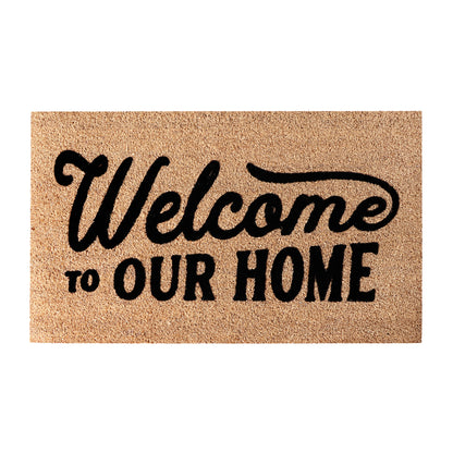 A1HC Natural Coir Flocked Door mat with Heavy Duty Non-Slip PVC Backing, Low-Profile Durable Doormat