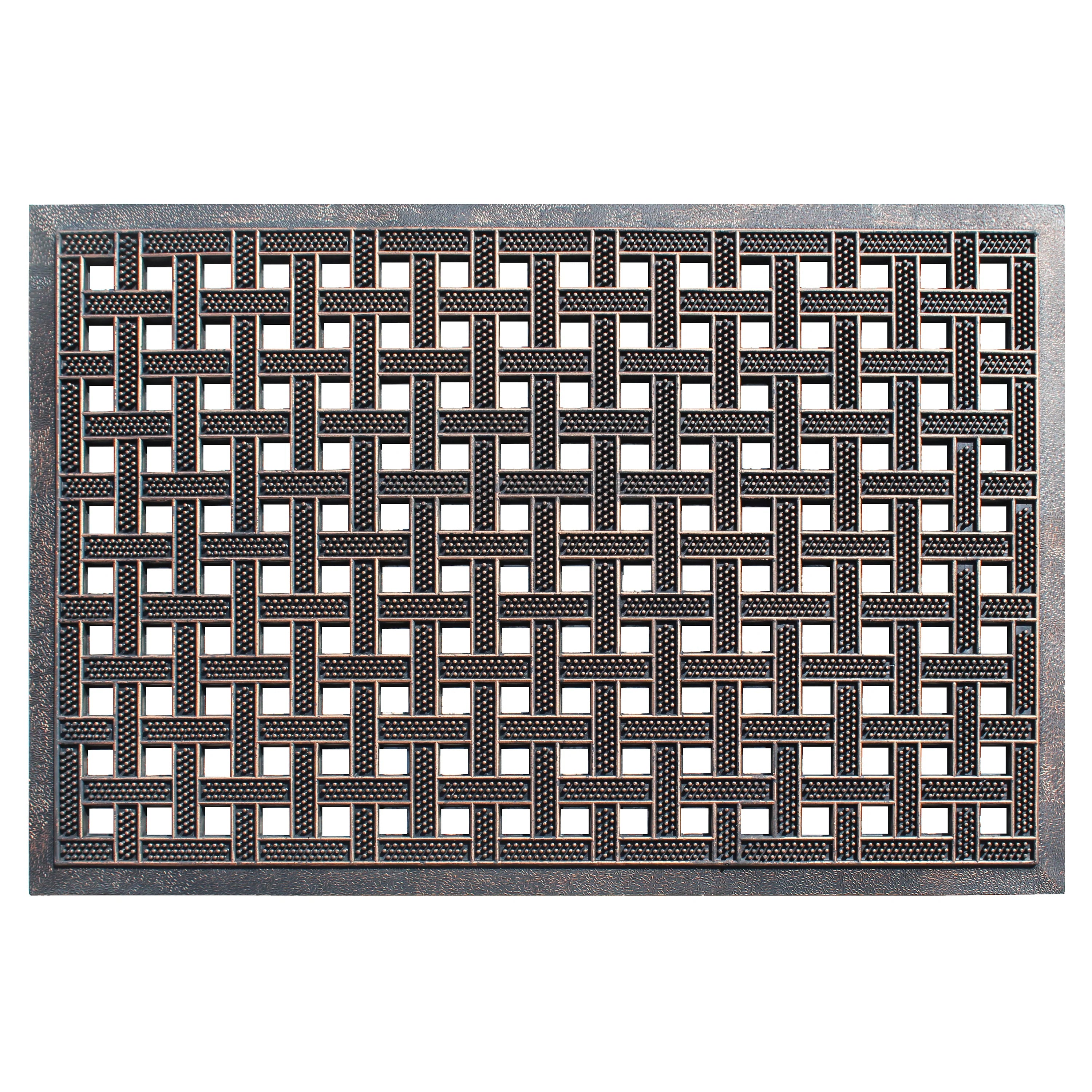 heavy duty rubber door mat with woven lattice pattern