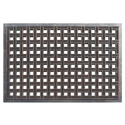 heavy duty rubber door mat with woven lattice pattern