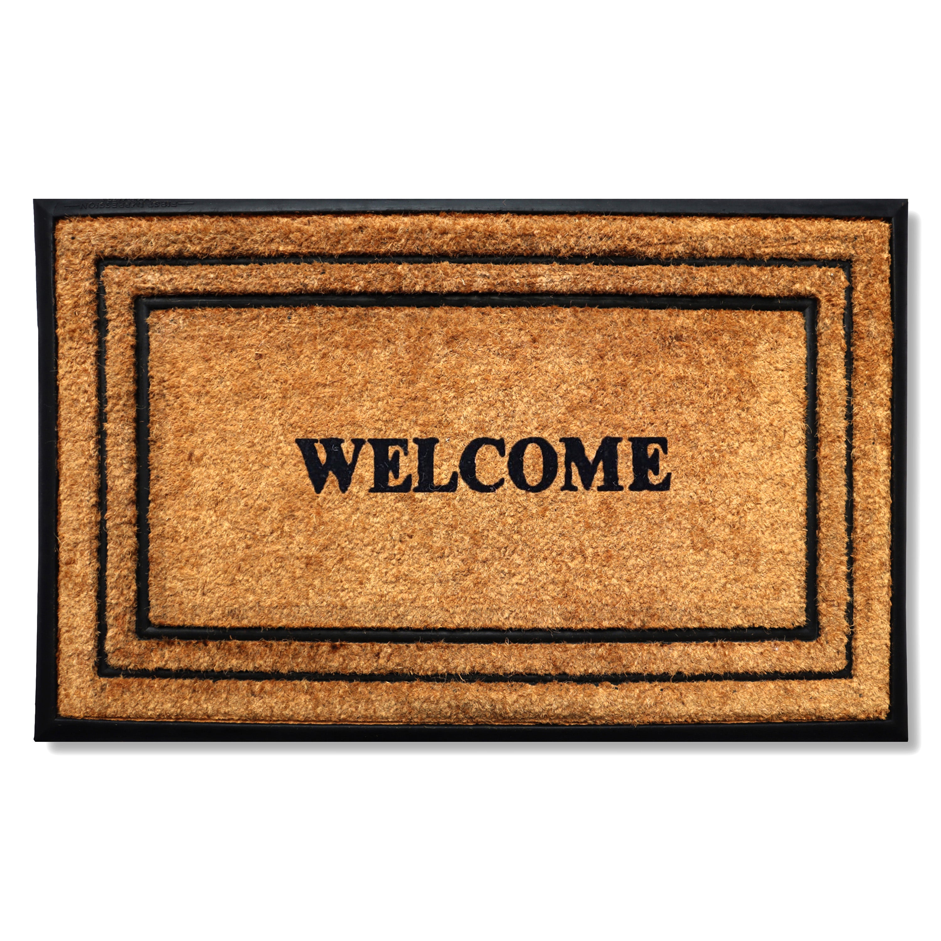 coir door mat welcome double border outdoor entryway
