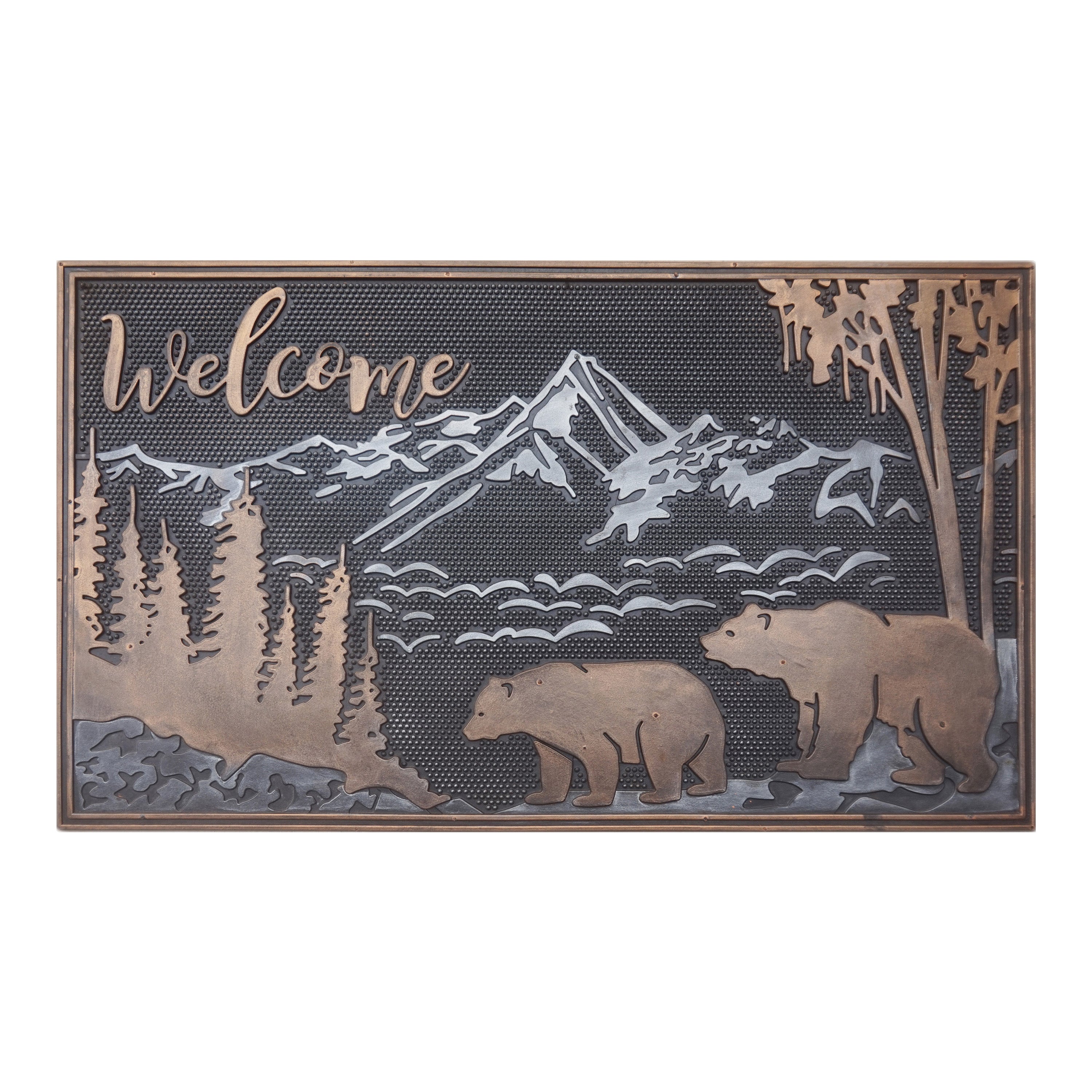 A1HC Bear Mountain Welcome heavy-duty rubber door mat