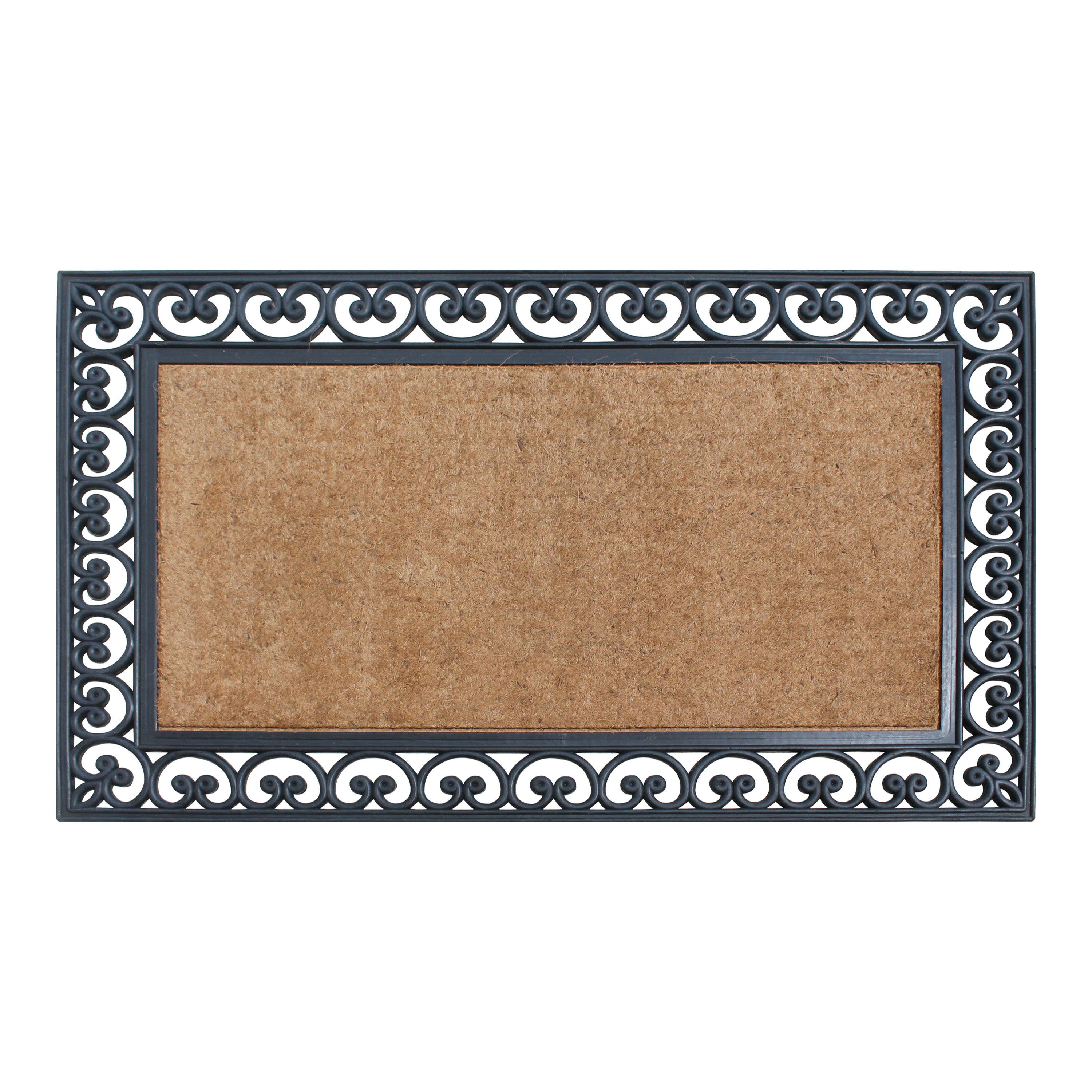A1HC Plain Coir Rubber Door Mat 30" x 48" Outdoor Entryway Front Door Mat with Scroll Border